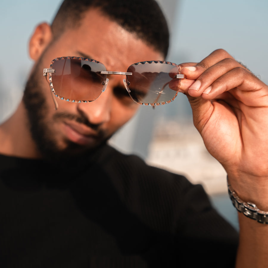 Men's Eyewear Premium Diamond Cut Silver Black